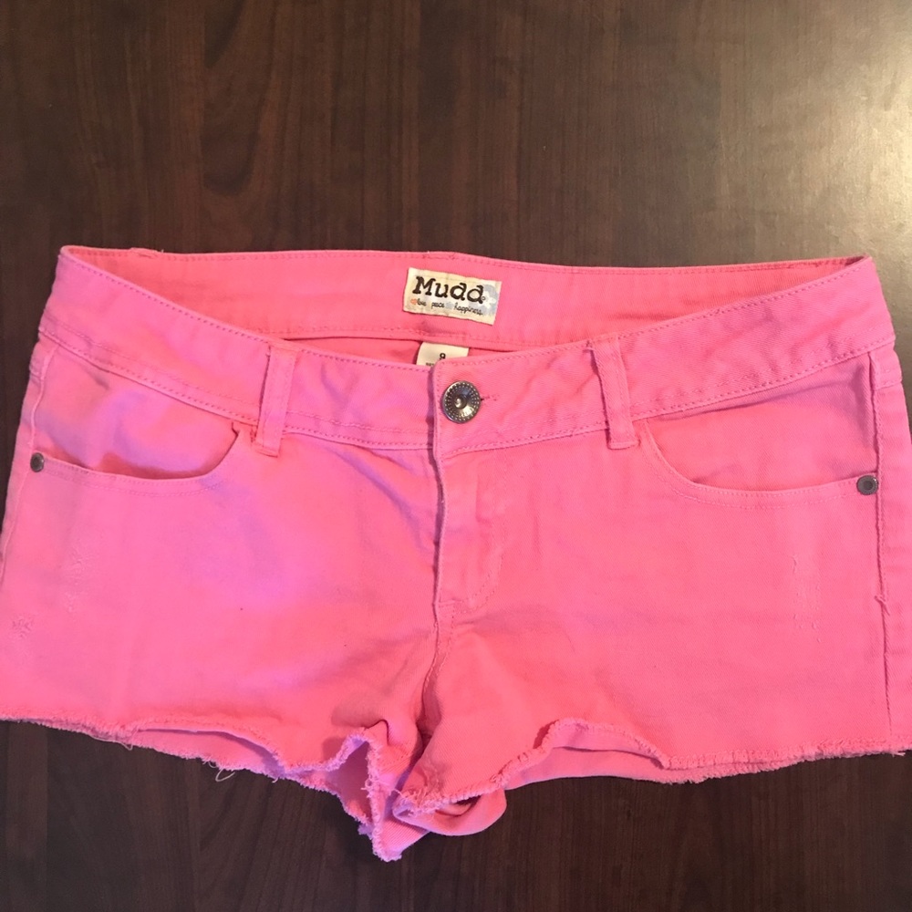 Pink denim shorts